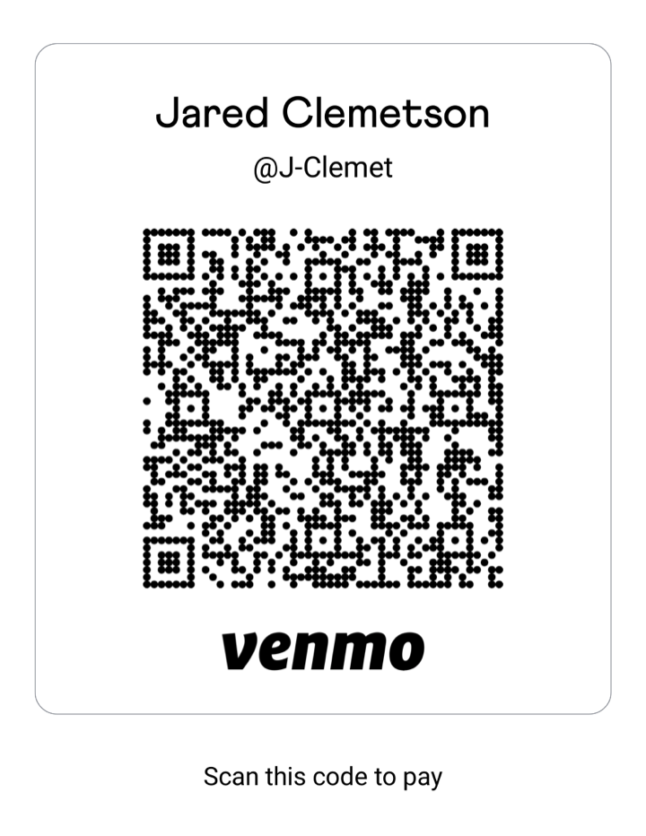 Venmo QR code for @J-Clemet, scan to pay